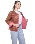 CHAMARRA DOBLE VISTA FEUILLES ROUGE