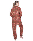 PIJAMA FEUILLES ROJO 2PZ 100% ALGODÓN