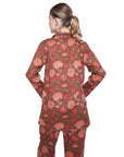 PIJAMA FEUILLES ROJO 2PZ 100% ALGODÓN