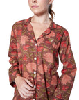 PIJAMA FEUILLES ROJO 2PZ 100% ALGODÓN