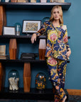 PIJAMA MAGNOLIA AZUL OSCURO 2PZ 100% ALGODÓN