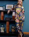 PIJAMA MAGNOLIA AZUL OSCURO 2PZ 100% ALGODÓN