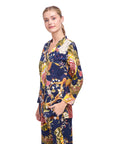 PIJAMA MAGNOLIA AZUL OSCURO 2PZ 100% ALGODÓN
