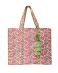TOTEBAG DALIA ROSA/VERDE 100% ALGODÓN