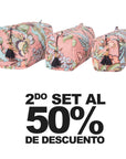 KIT DE COSMETIQUERAS 3 PIEZAS PEONÍA ALBARICOQUE