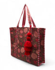 TOTEBAG FEUILLES ROUGE 100% COTTON