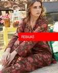 PIJAMA FEUILLES ROJO 2PZ 100% ALGODÓN
