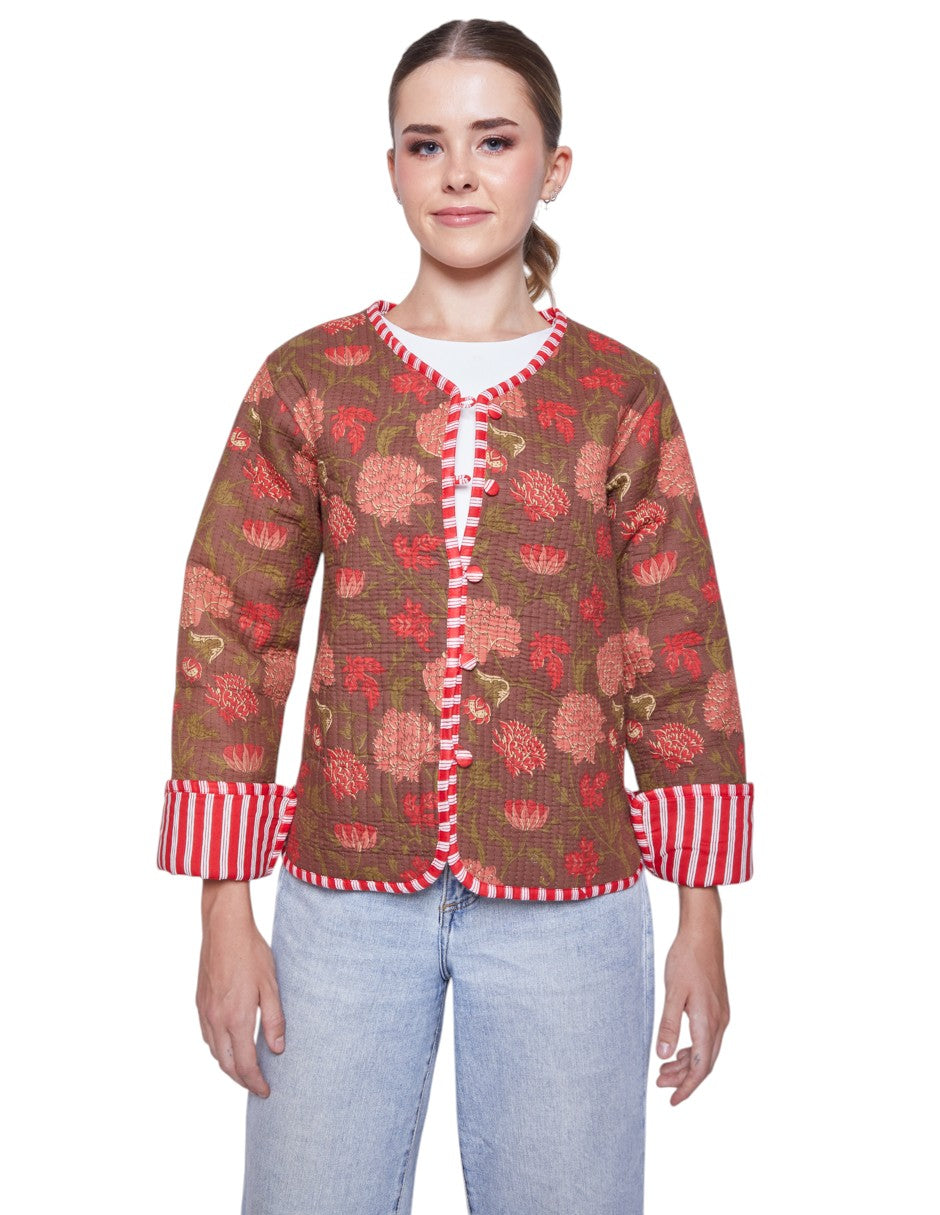 CHAMARRA DOBLE VISTA FEULLES ROUGE