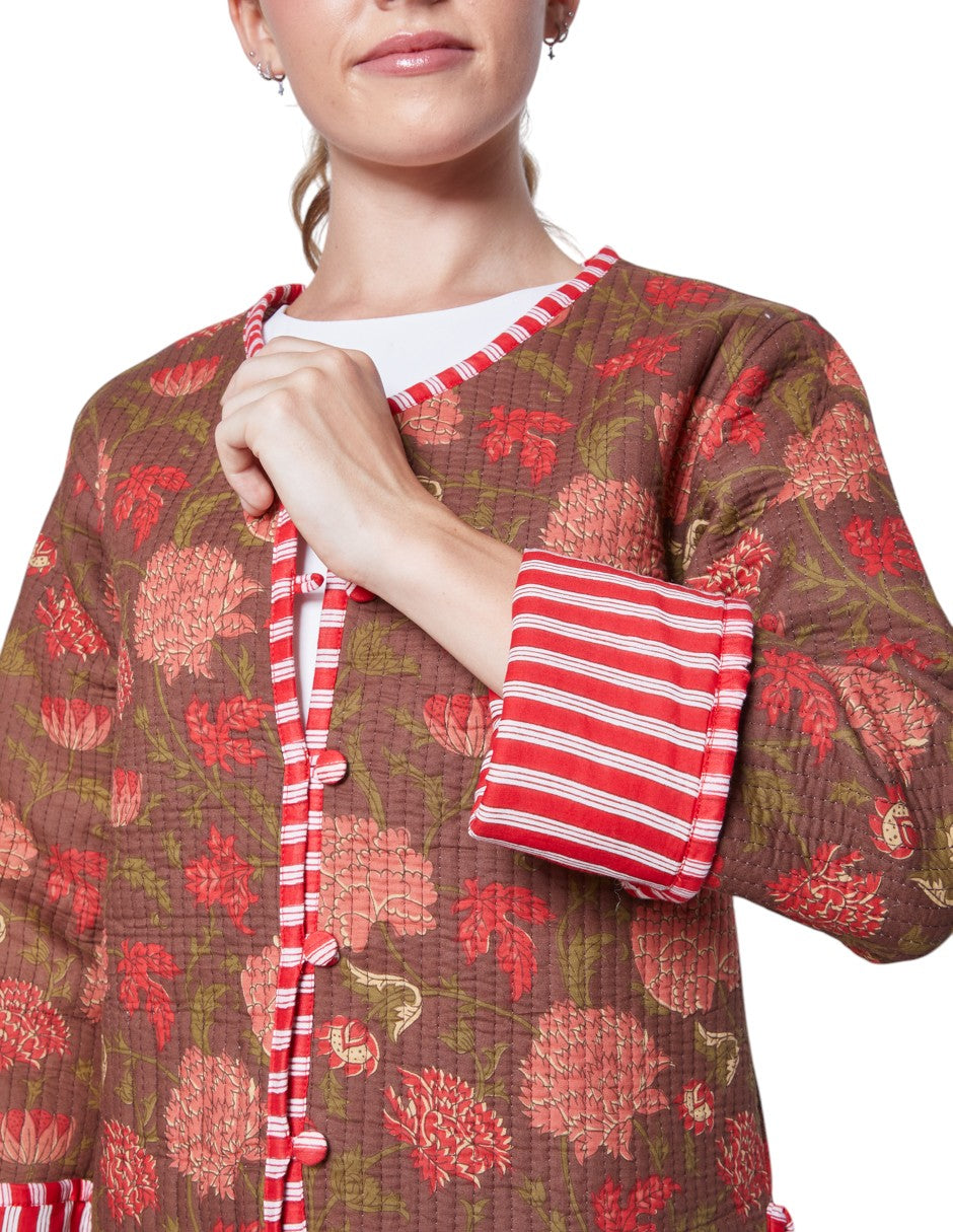 CHAMARRA DOBLE VISTA FEUILLES ROUGE
