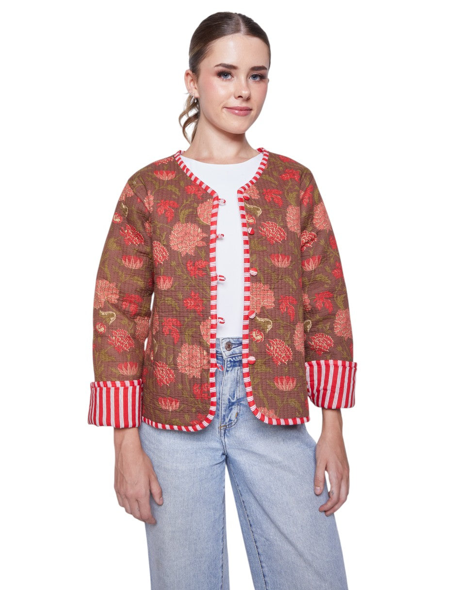 CHAMARRA DOBLE VISTA FEULLES ROUGE