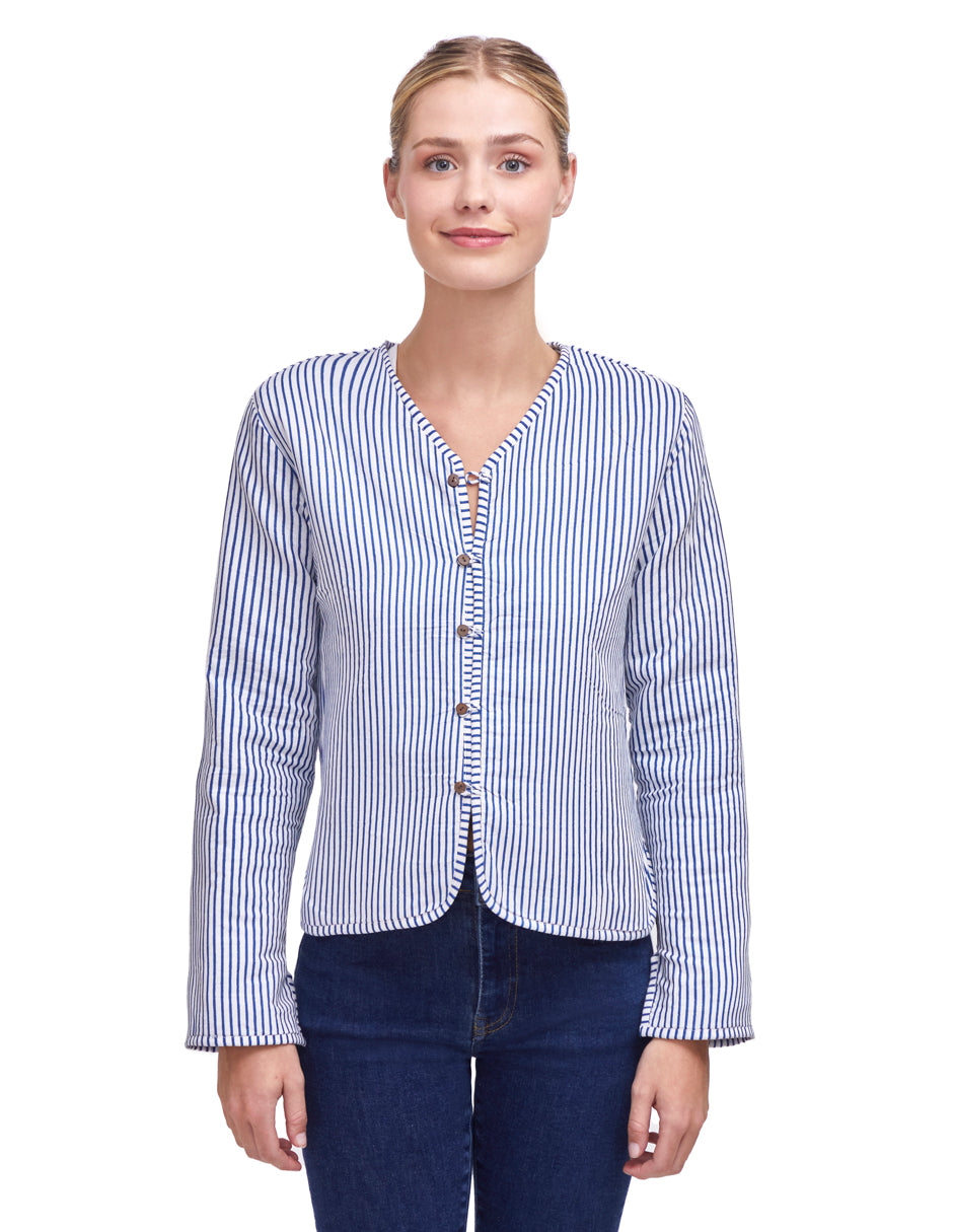 CHAMARRA DOBLE VISTA LOTUS AZUL BLANCO