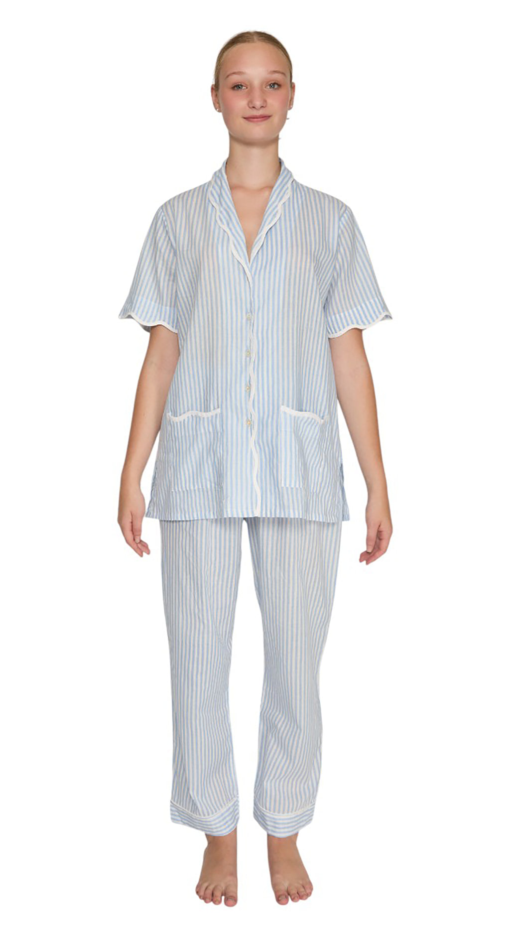 PIJAMA "CLASSIC BABY BLUE STRIPE" SHORT SLEVE