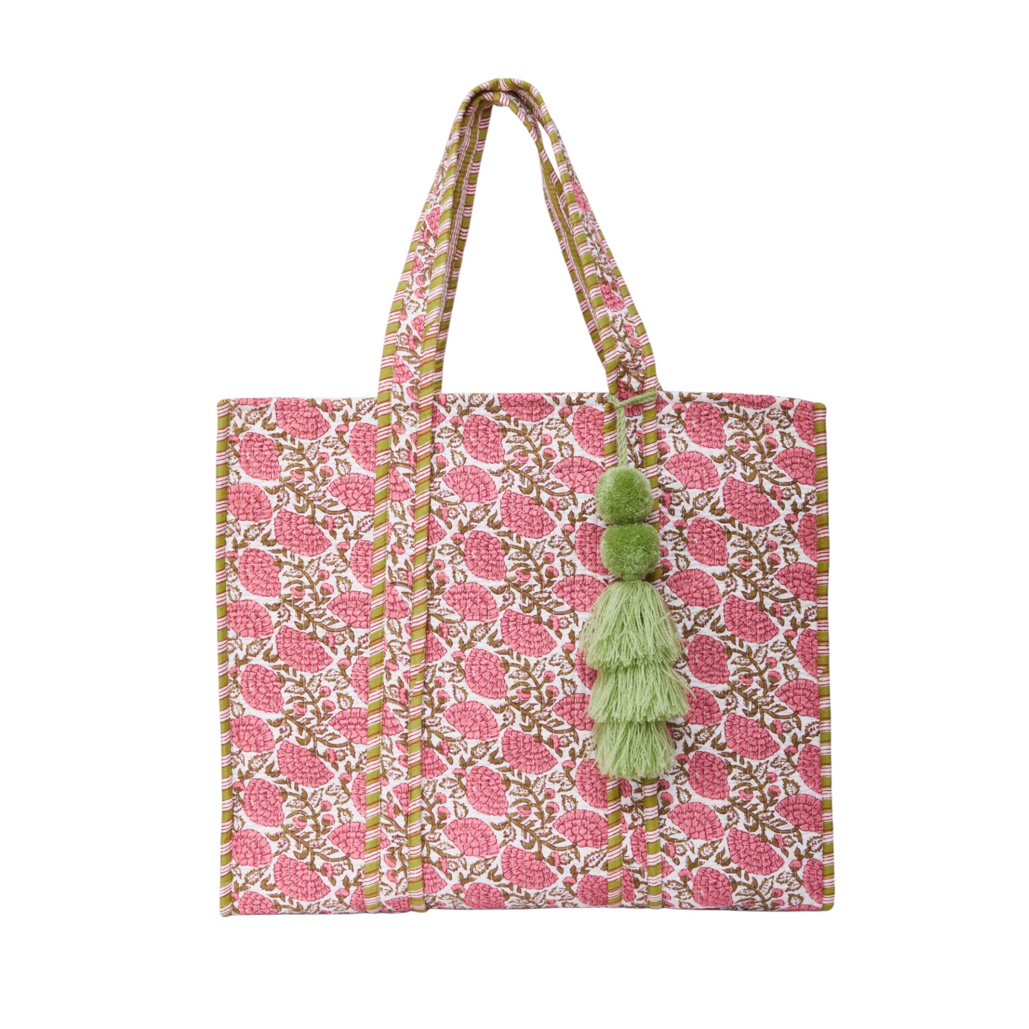 TOTEBAG DALIA ROSA/VERDE  100% COTTON