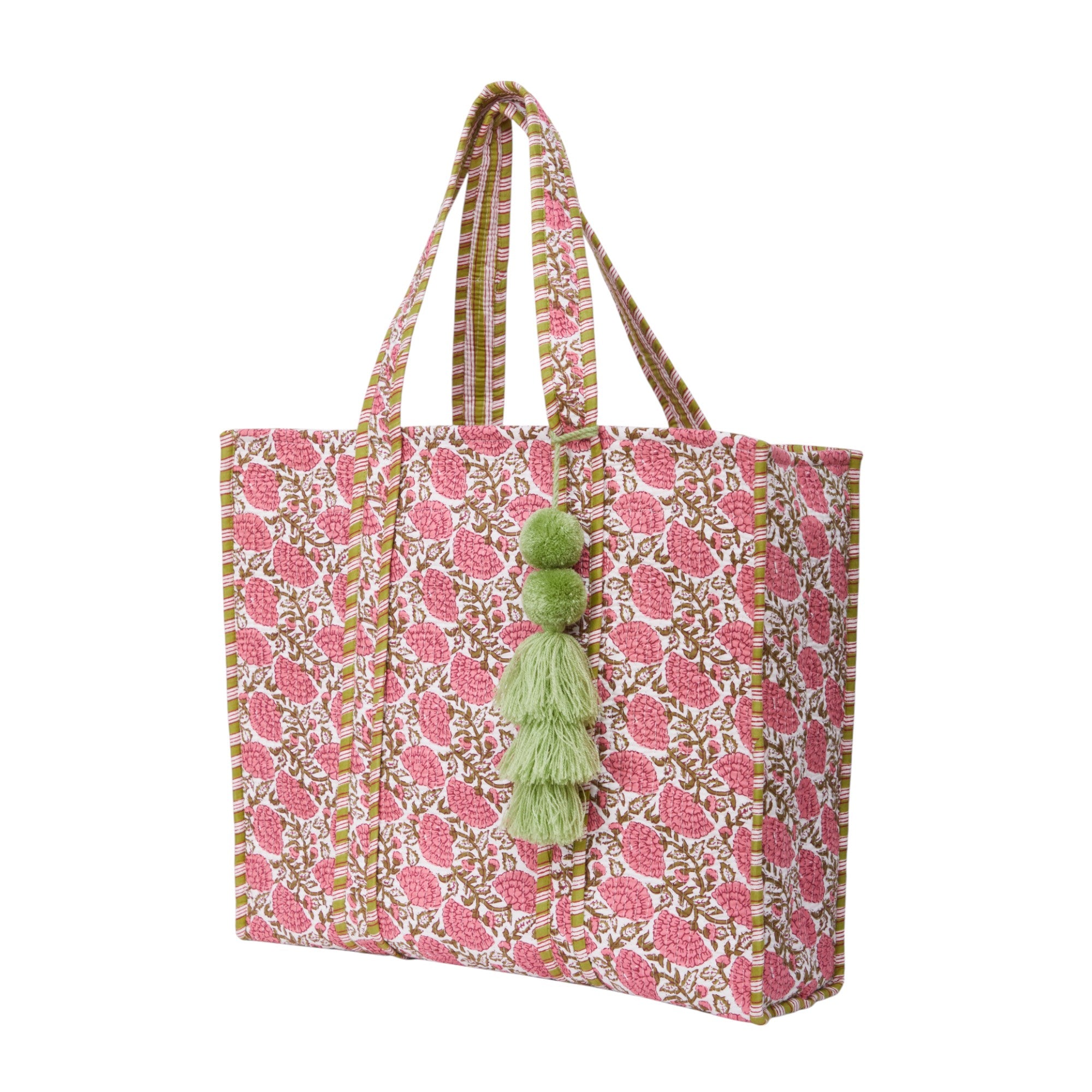 TOTEBAG DALIA ROSA/VERDE  100% COTTON