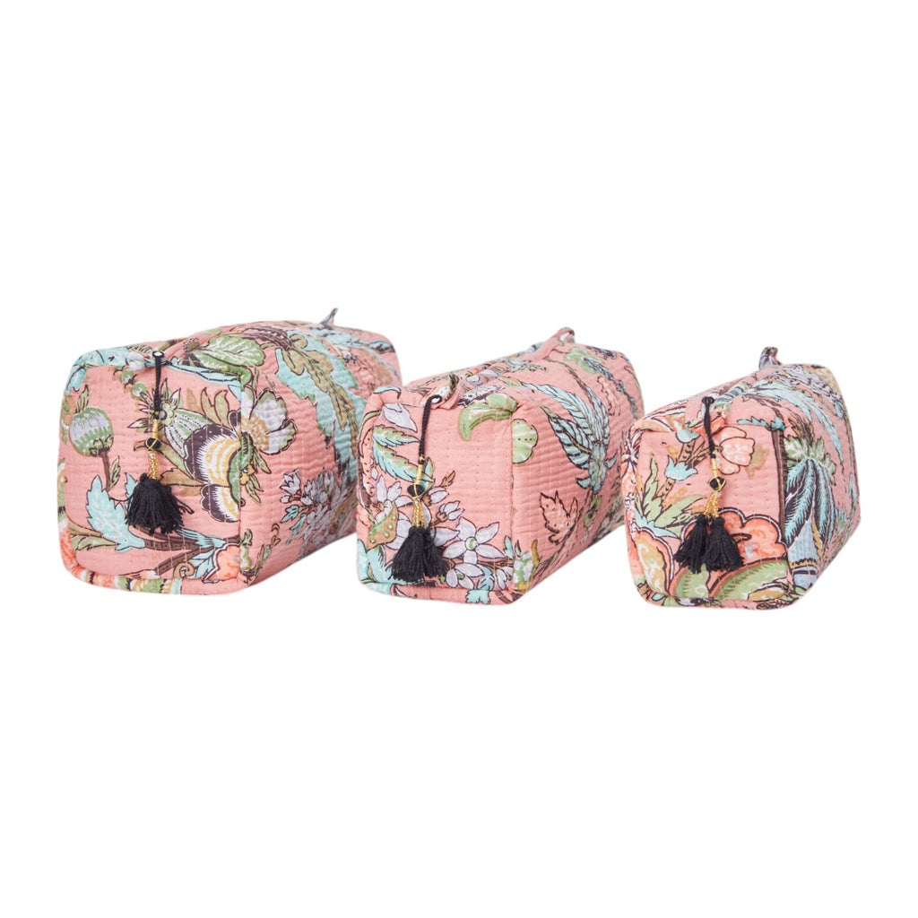 KIT DE 3 COSMETIQUERAS "PEONY APRICOT"
