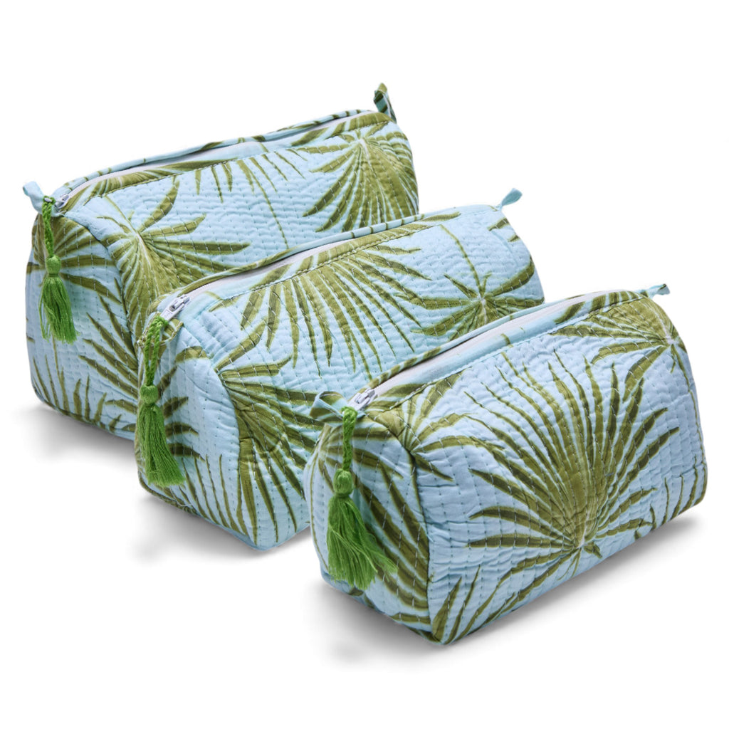 KIT DE 3 COSMETIQUERAS "VERDE BEACH"