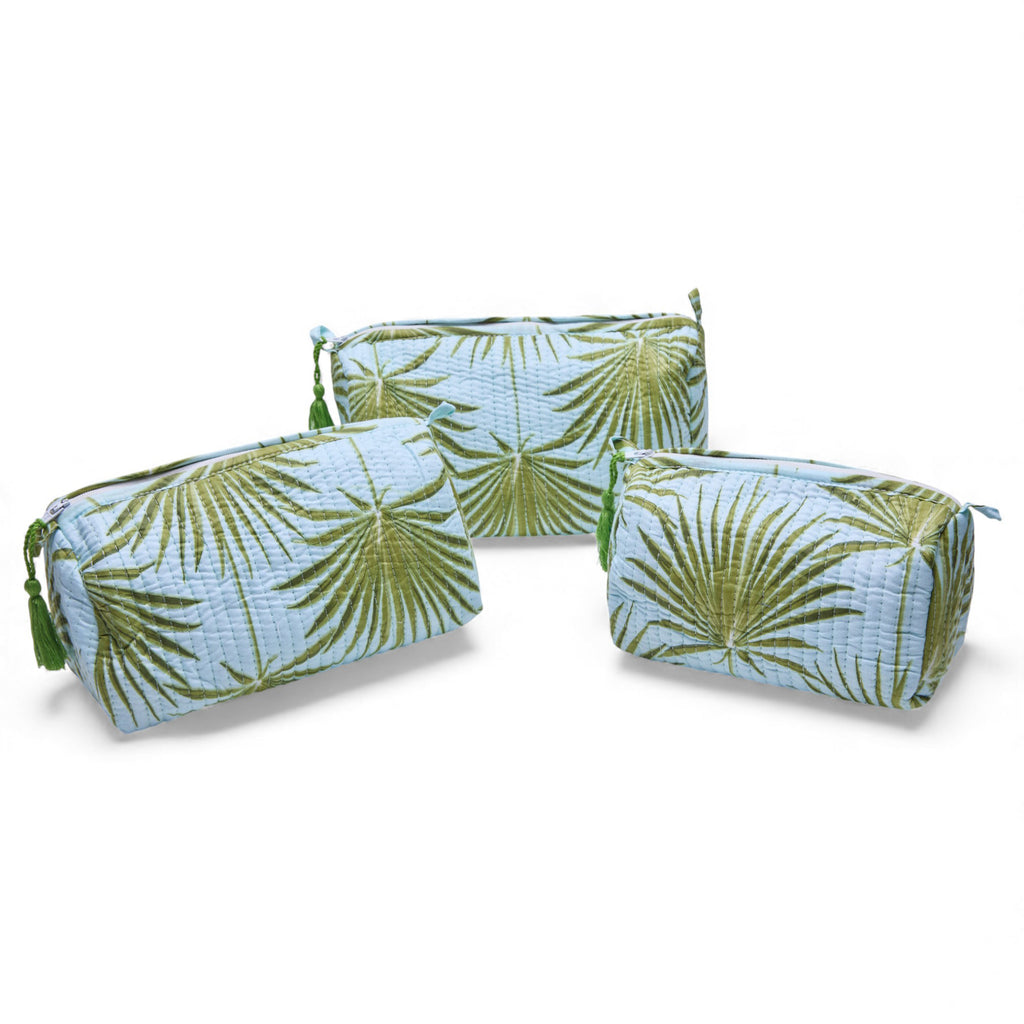 KIT DE 3 COSMETIQUERAS "VERDE BEACH"