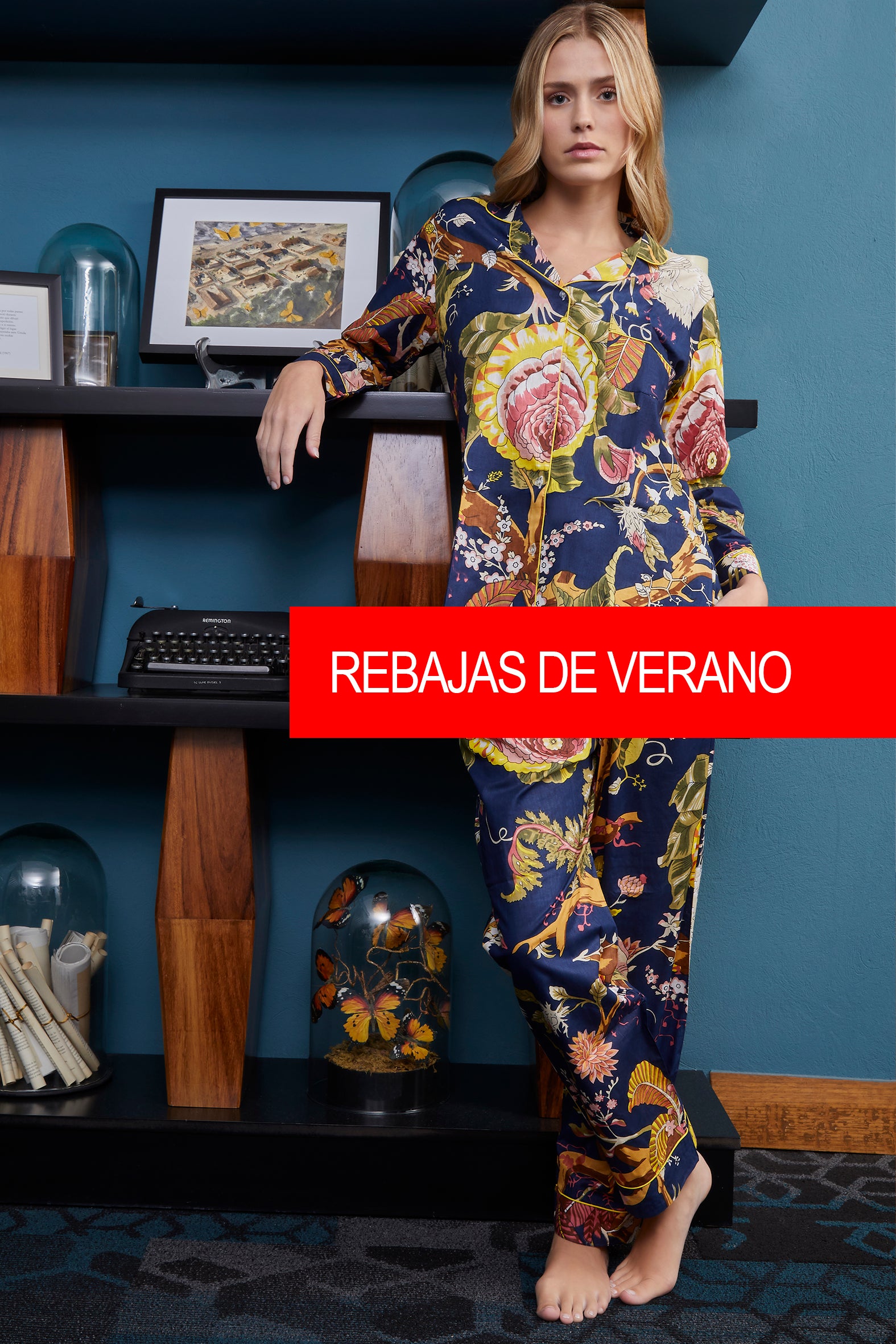 PIJAMA MAGNOLIA  DARK AZUL 2PZ 100% COTTON