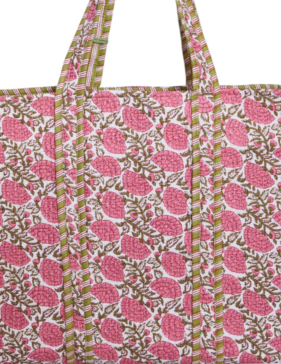 TOTEBAG DALIA ROSA/VERDE  100% COTTON