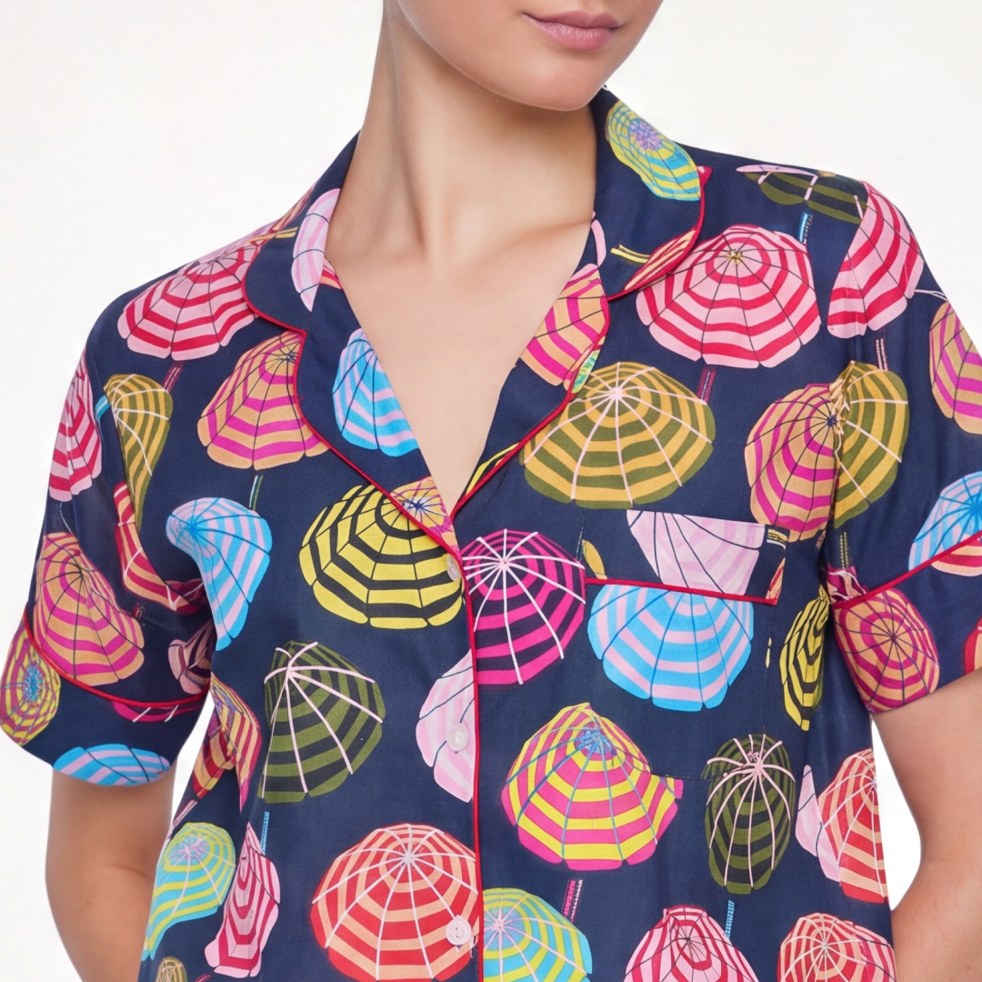 "UMBRELLAS NAVY" SHORT SLEEVE PAJAMA