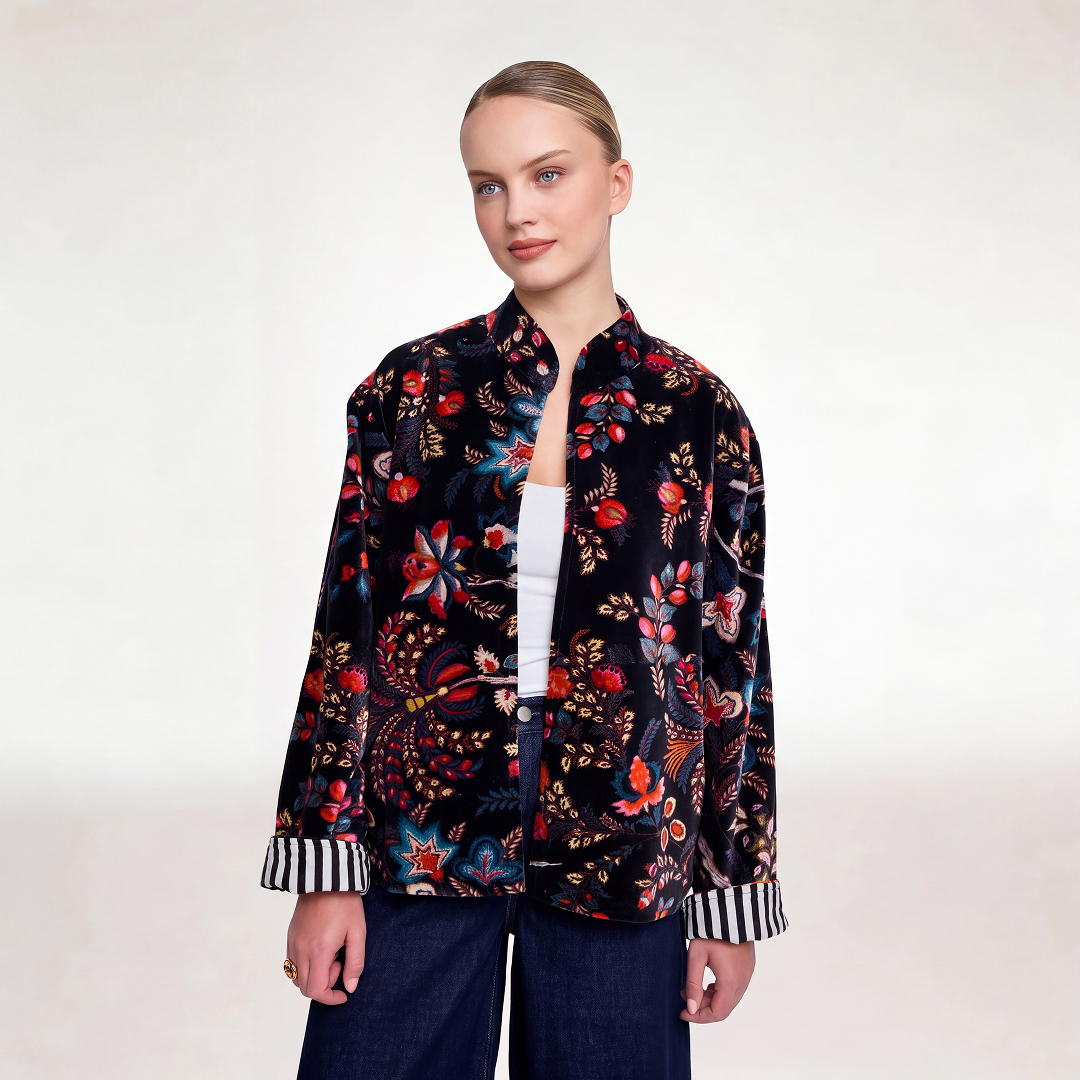 "BOHEMIAN GARDEN BLACK" VELVET JACKET