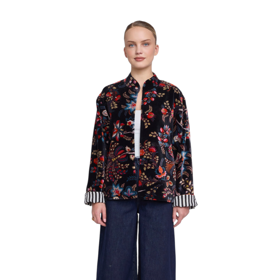 "BOHEMIAN GARDEN BLACK" VELVET JACKET
