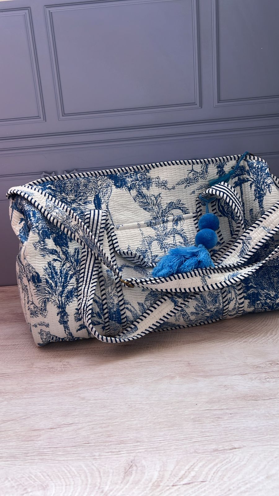 BOLSA DE VIAJE PARIS BLUE 100% ALGODON