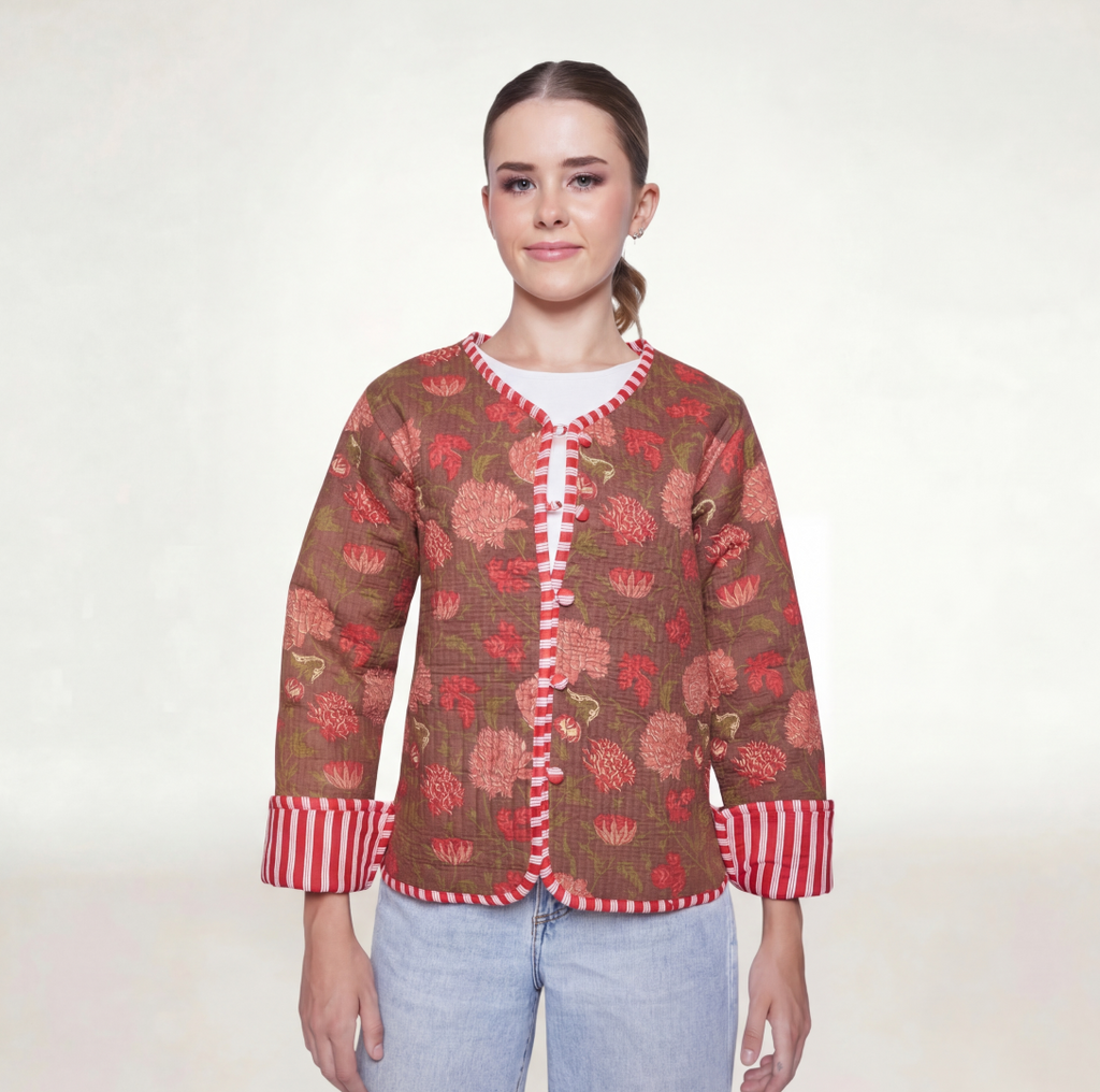 CHAMARRA DOBLE VISTA FEULLES ROUGE