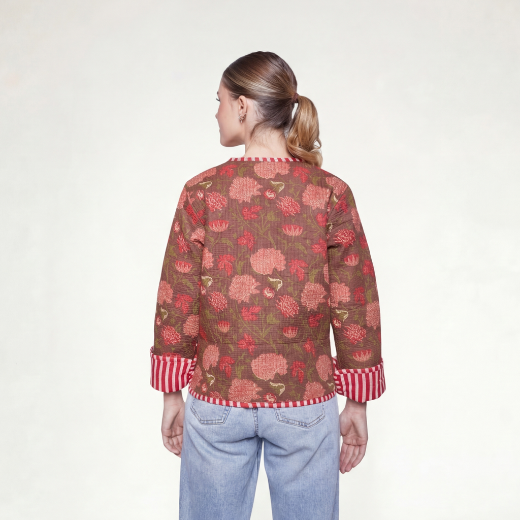 CHAMARRA DOBLE VISTA FEULLES ROUGE