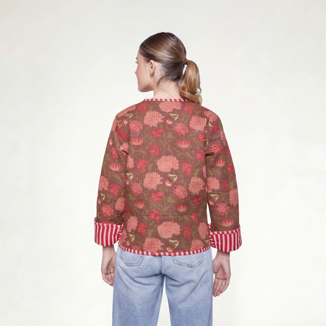 CHAMARRA DOBLE VISTA FEULLES ROUGE