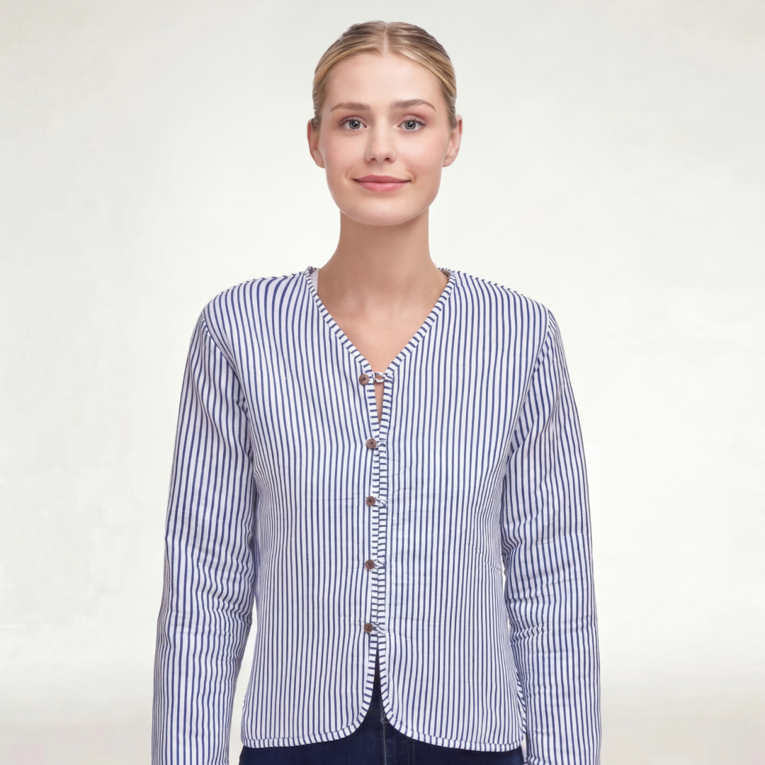 CHAMARRA DOBLE VISTA LOTUS AZUL BLANCO