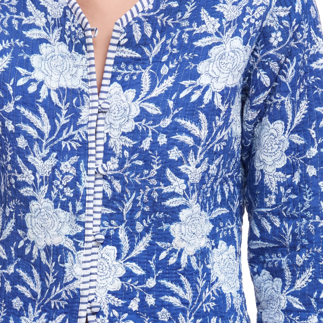 CHAMARRA DOBLE VISTA LOTUS AZUL BLANCO