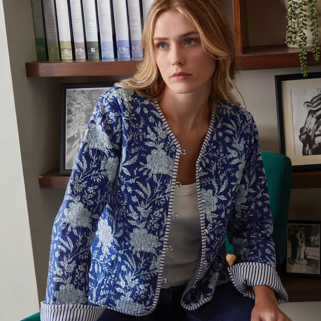 CHAMARRA DOBLE VISTA LOTUS AZUL BLANCO