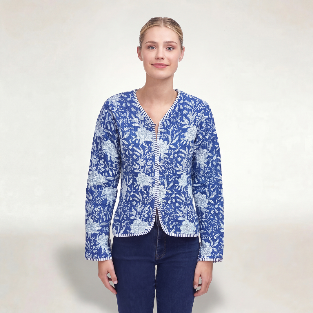 CHAMARRA DOBLE VISTA LOTUS AZUL BLANCO