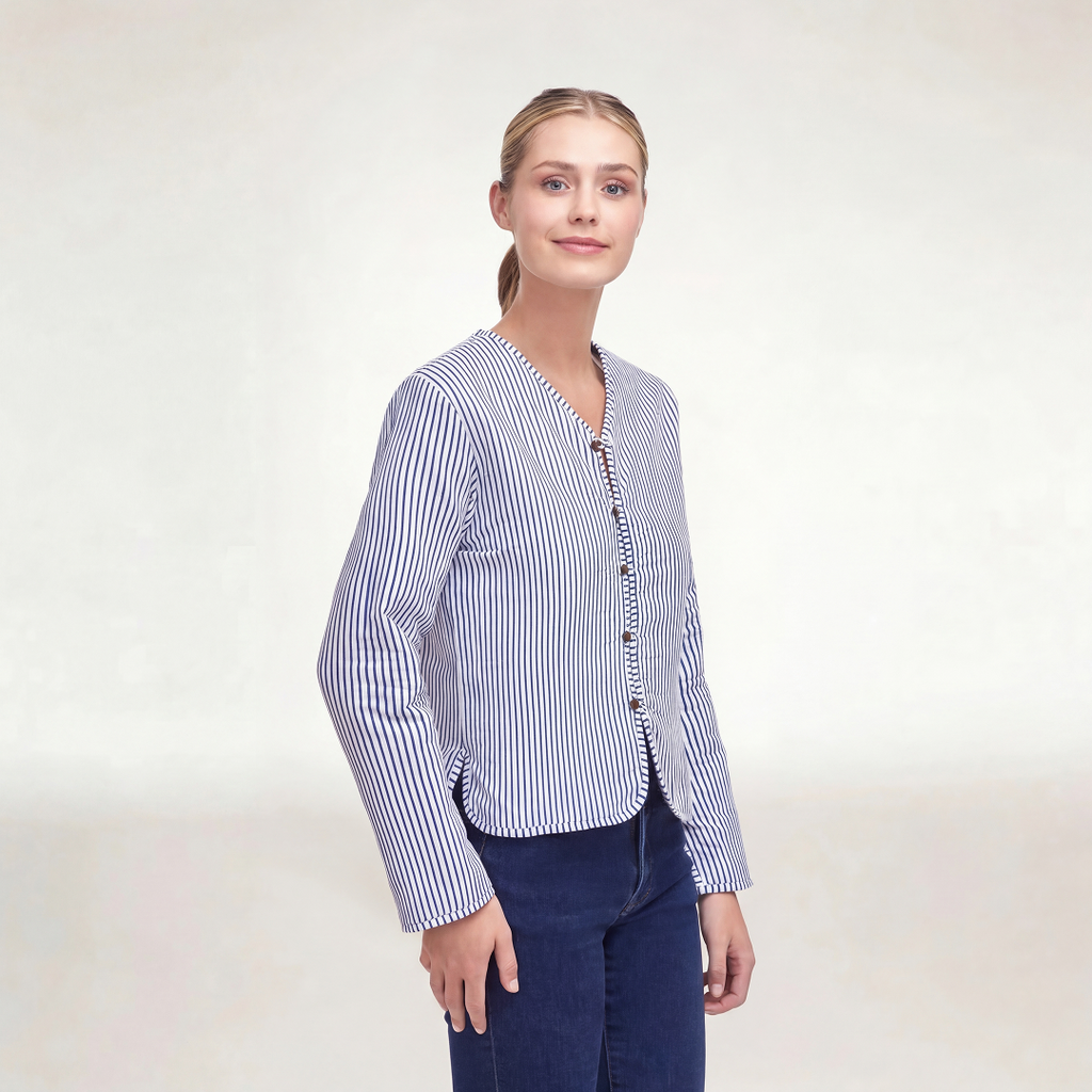 CHAMARRA DOBLE VISTA LOTUS AZUL BLANCO