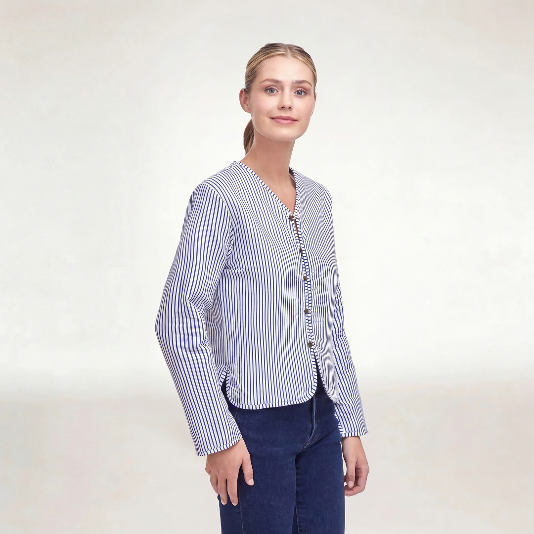 CHAMARRA DOBLE VISTA LOTUS AZUL BLANCO