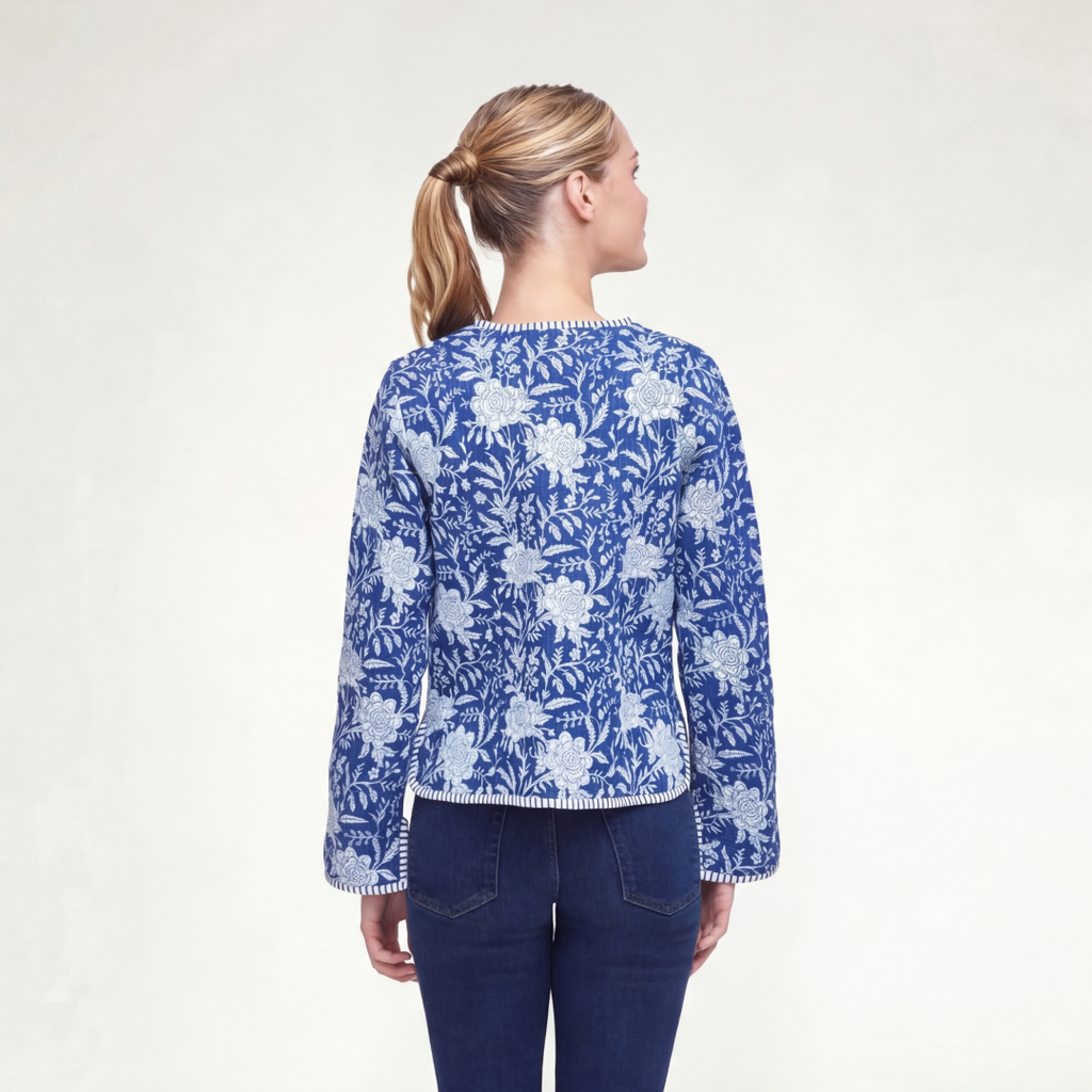 CHAMARRA DOBLE VISTA LOTUS AZUL BLANCO