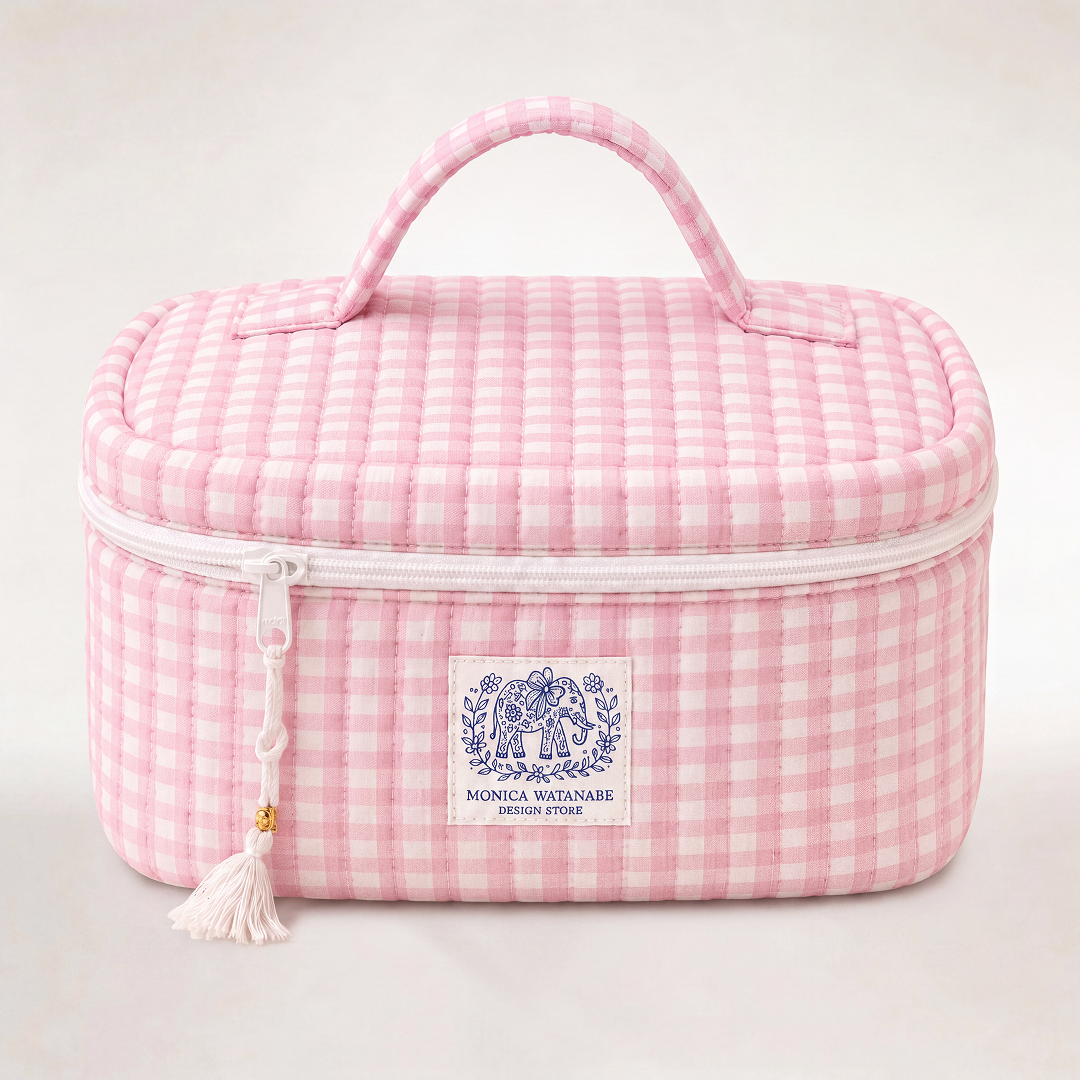 "PINK GRINHAM" COSMETIC POUCH