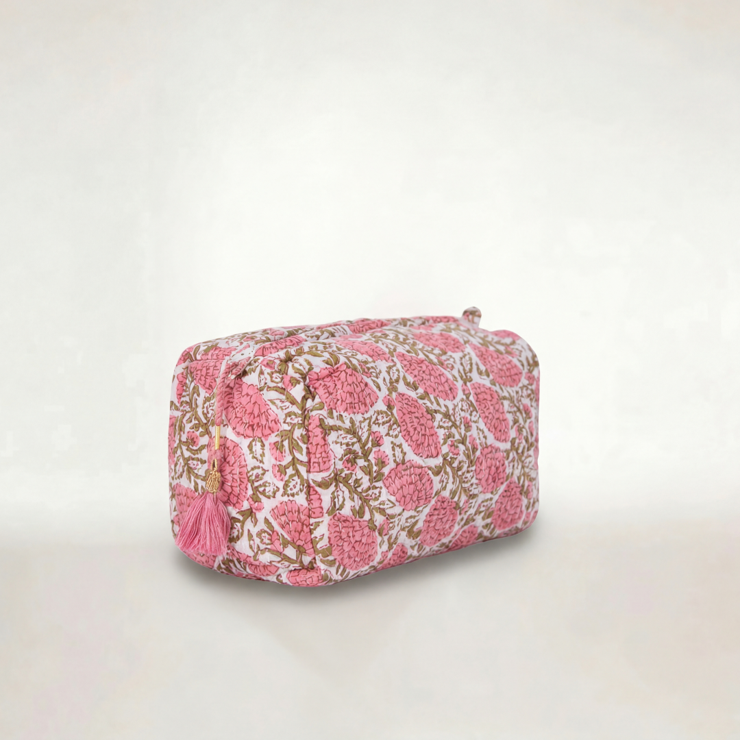 KIT DE 3 COSMETIQUERAS "DALIA ROSA VERDE"