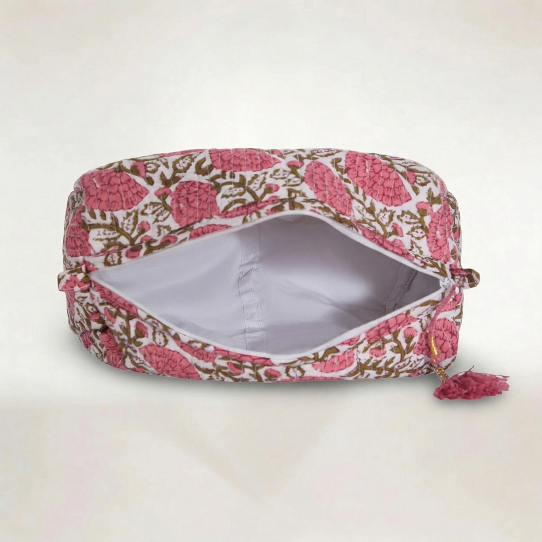 KIT DE 3 COSMETIQUERAS "DALIA ROSA VERDE"