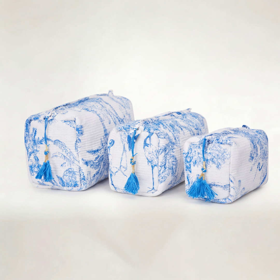 KIT DE 3 COSMETIQUERAS "PARIS AZUL"