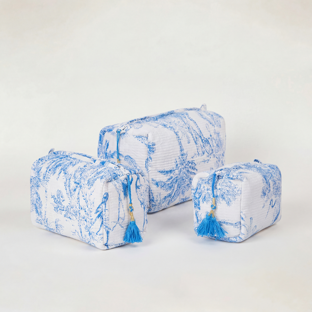 KIT DE 3 COSMETIQUERAS "PARIS AZUL"