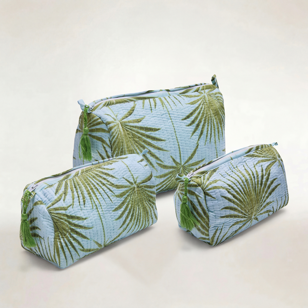 KIT DE 3 COSMETIQUERAS "VERDE BEACH"