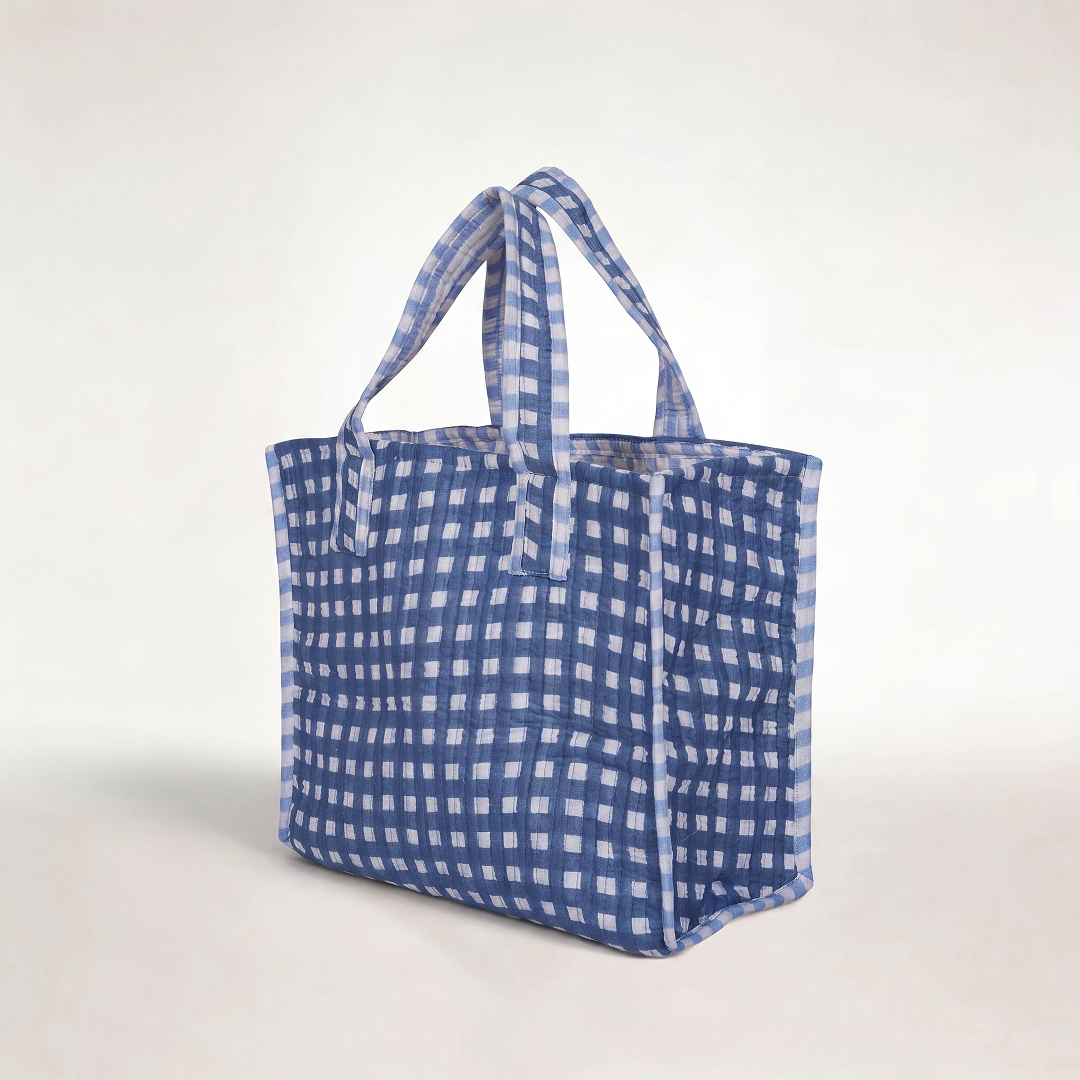 "BLUE GRINHAM" MINI TOTEBAG