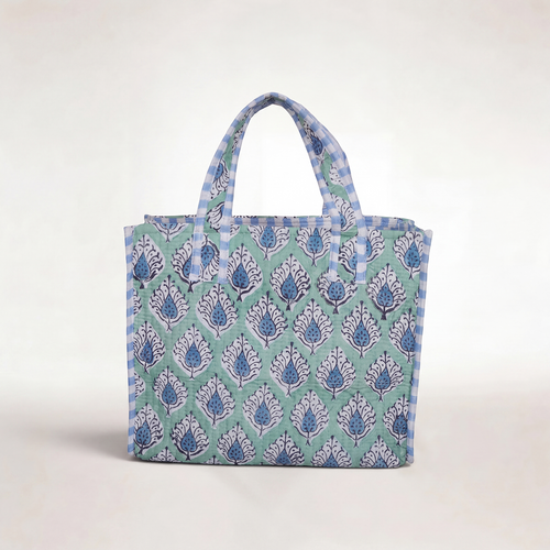 "BLUE MINT LEAVES" MINI TOTEBAG