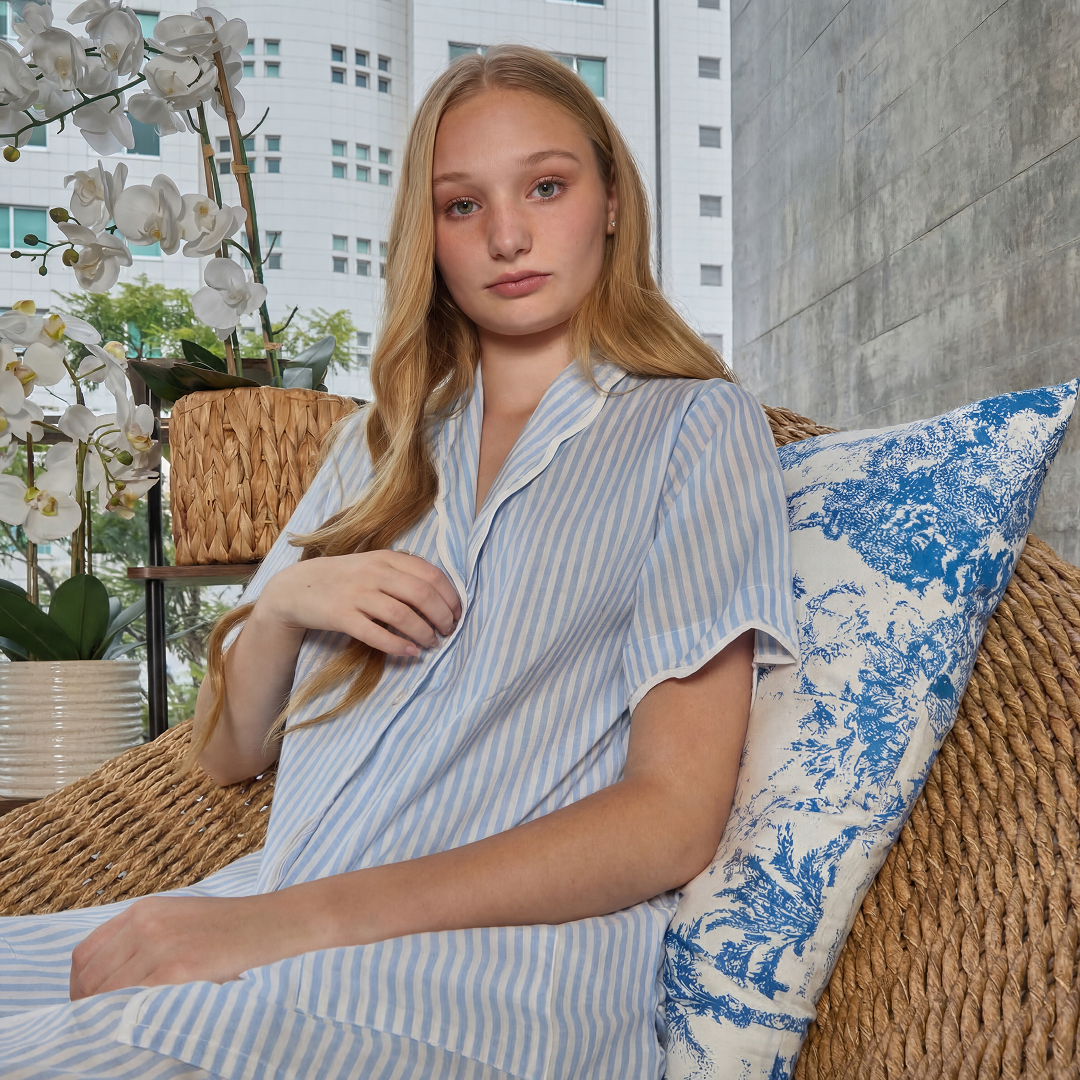 PIJAMA "CLASSIC BABY BLUE STRIPE" SHORT SLEEVE