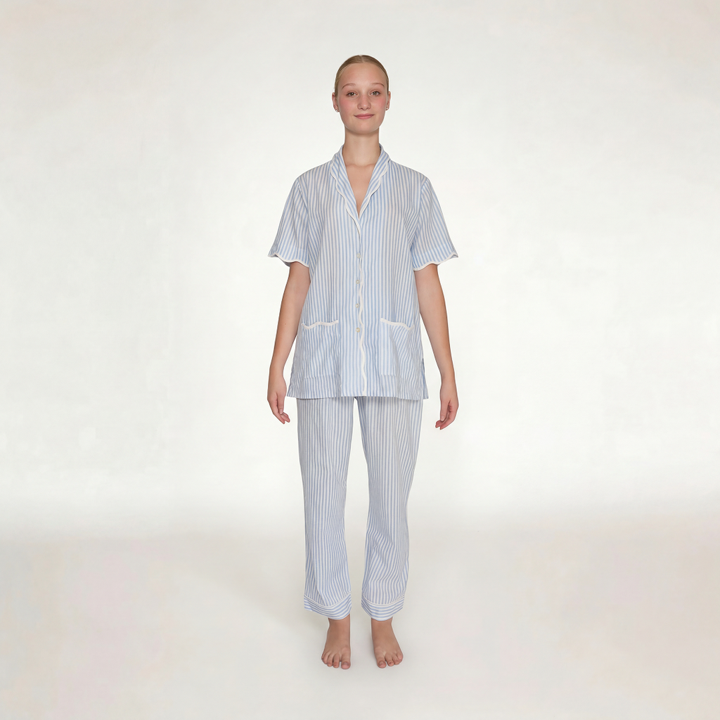 PIJAMA "CLASSIC BABY BLUE STRIPE" SHORT SLEEVE