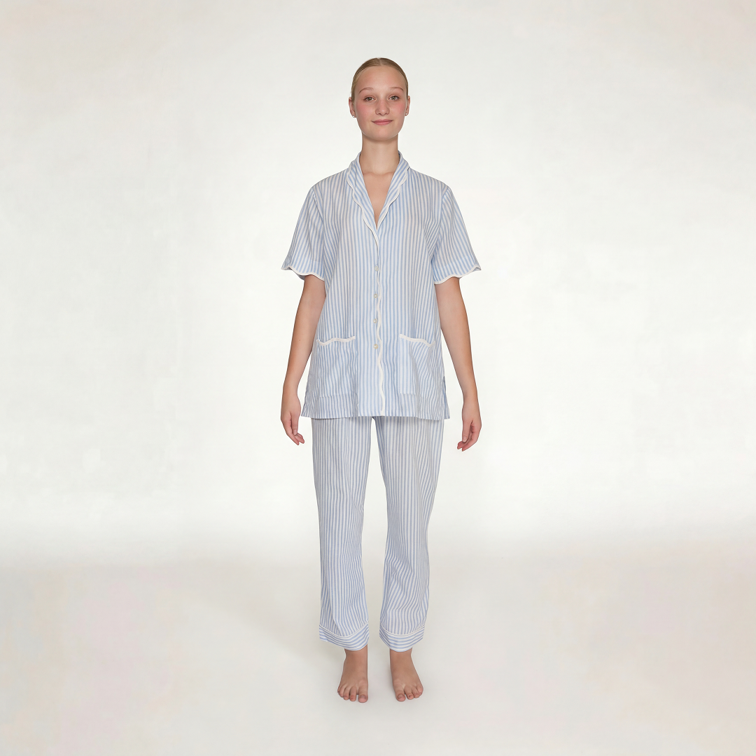PIJAMA "CLASSIC BABY BLUE STRIPE" SHORT SLEEVE