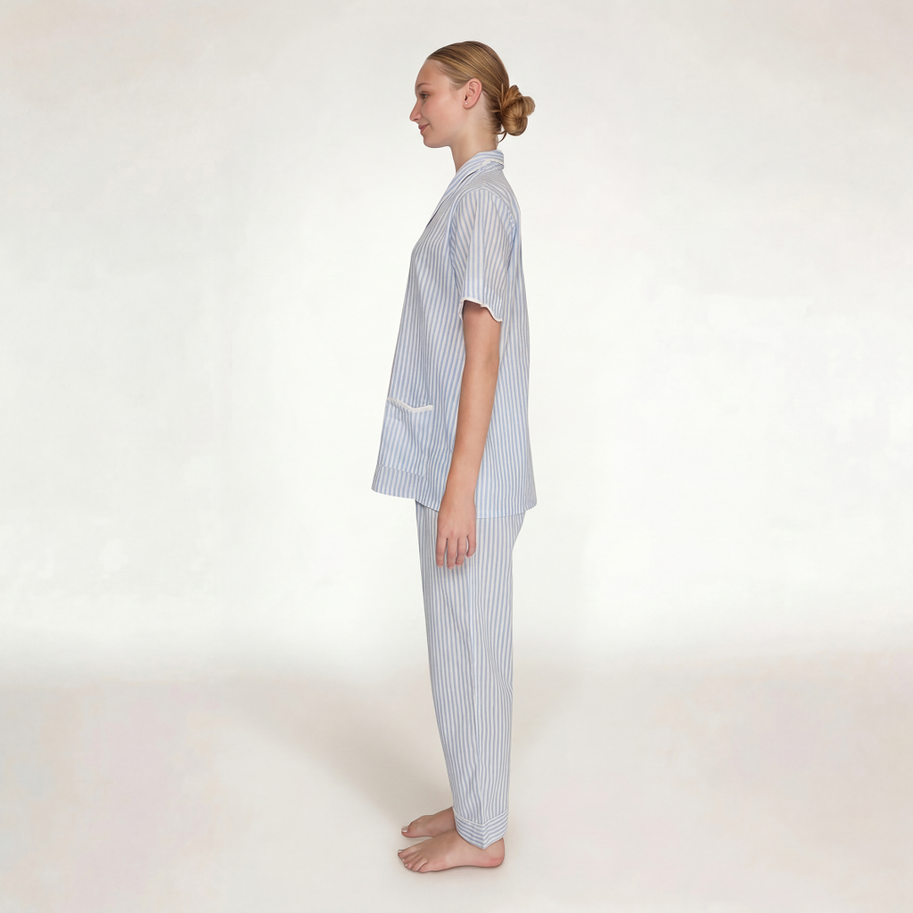 PIJAMA "CLASSIC BABY BLUE STRIPE" SHORT SLEEVE