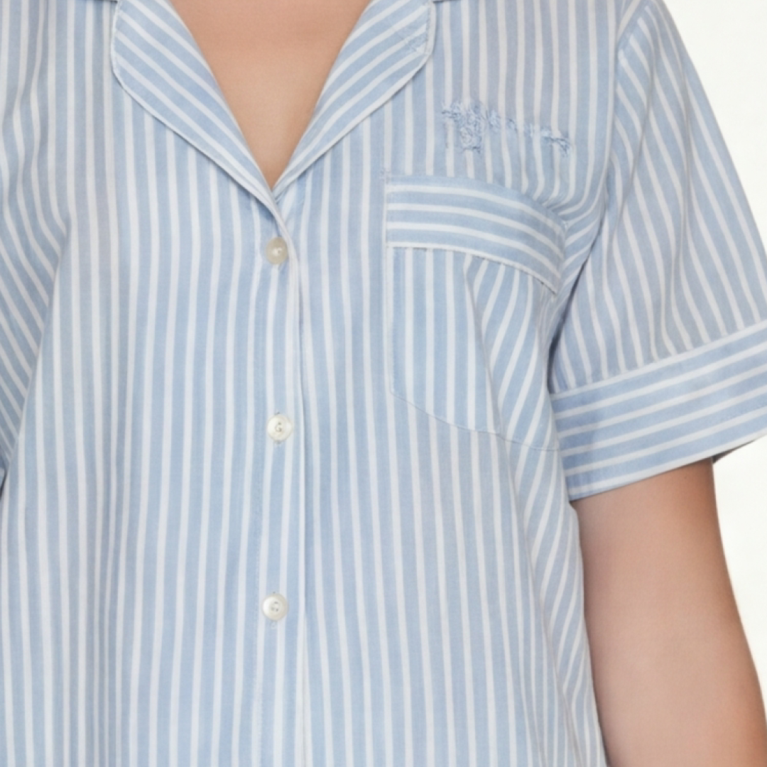 PIJAMA "CLASSIC STRIPE BLUE" CON SHORT